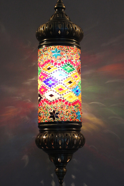 Size 3 Cylinder Antique Mosaic Hanging Lamp